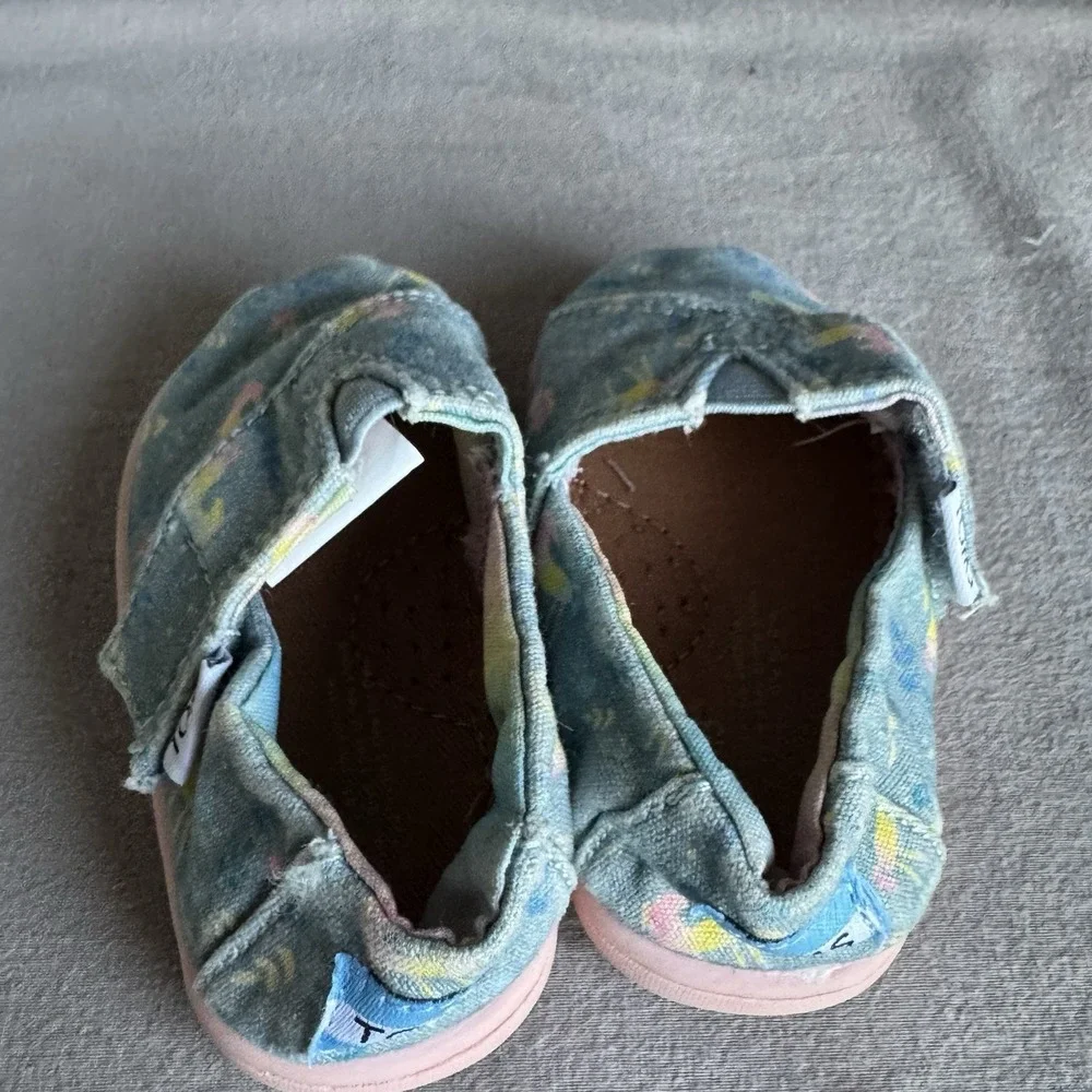 Size 3c - Tiny Toms Alpargata Multi Glimmer Stars Pink Slip On Shoes Toddler